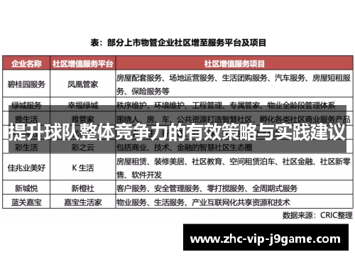 提升球队整体竞争力的有效策略与实践建议